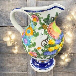 Vintage BA Skyros Handmade Pottery Jug Pitcher Carafe Hand Made Artist Signed